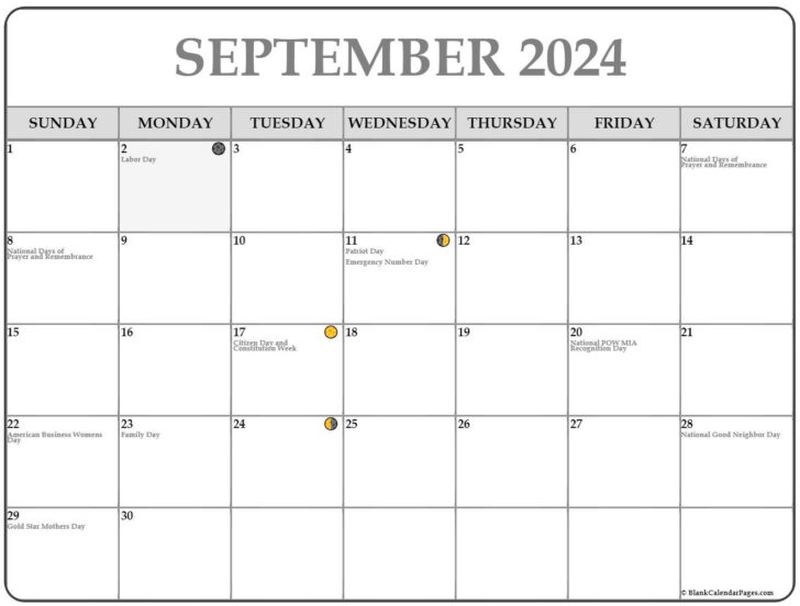 September 2024 Moon Calendar | Calendar 2024