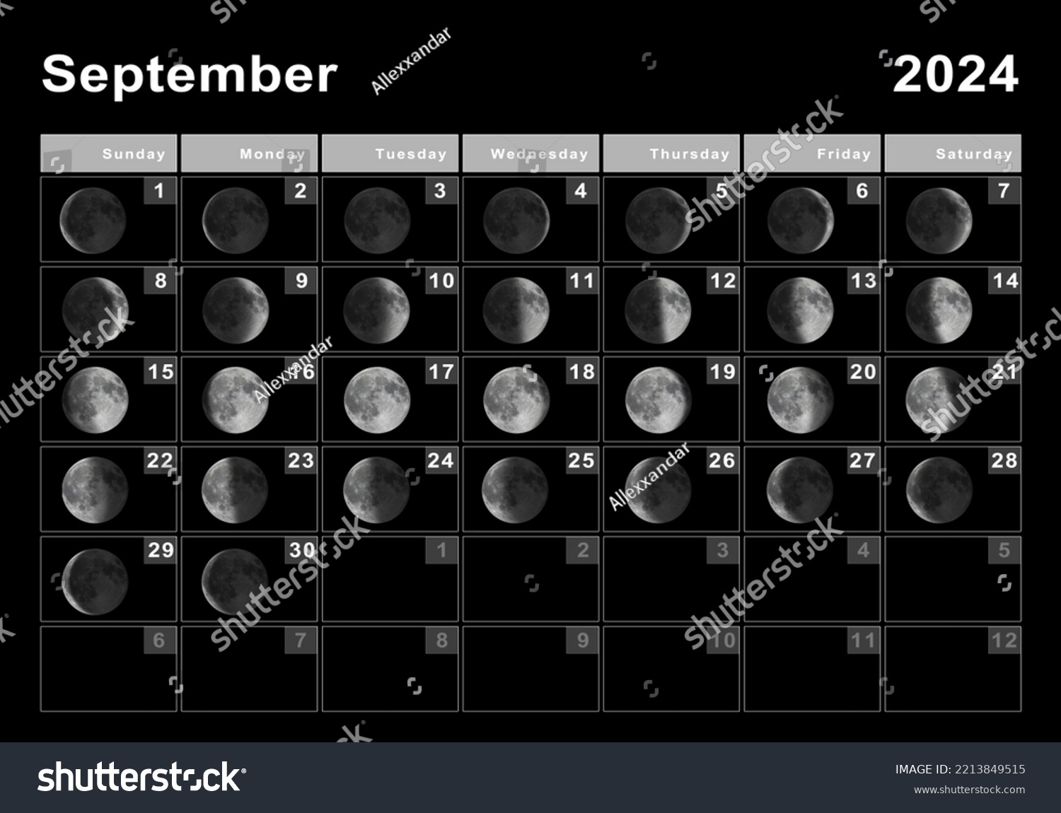 September 2024 Mondkalender, Mondzyklen, Mondphasen | Moon Calendar 2024 September