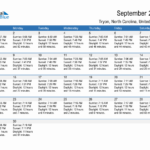 September 2024 Sunrise And Sunset Calendar For Tryon (Pdf, Excel | Weather Calendar For September 2024