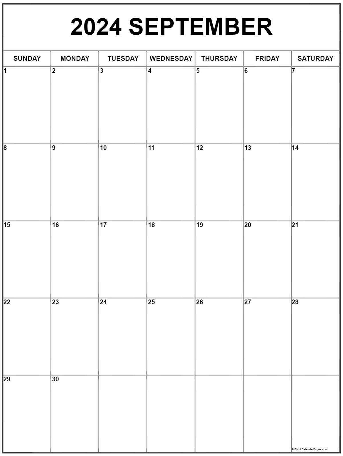 September 2024 Vertical Calendar | Portrait | Blank September Calendar 2024