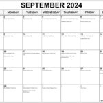 September 2024 With Holidays Calendar |  Calendar 2024