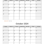 September And October 2024 Calendar | Wikidates |  Calendar 2024