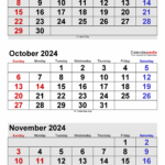 September/October 2024 Calendar |  Calendar 2024