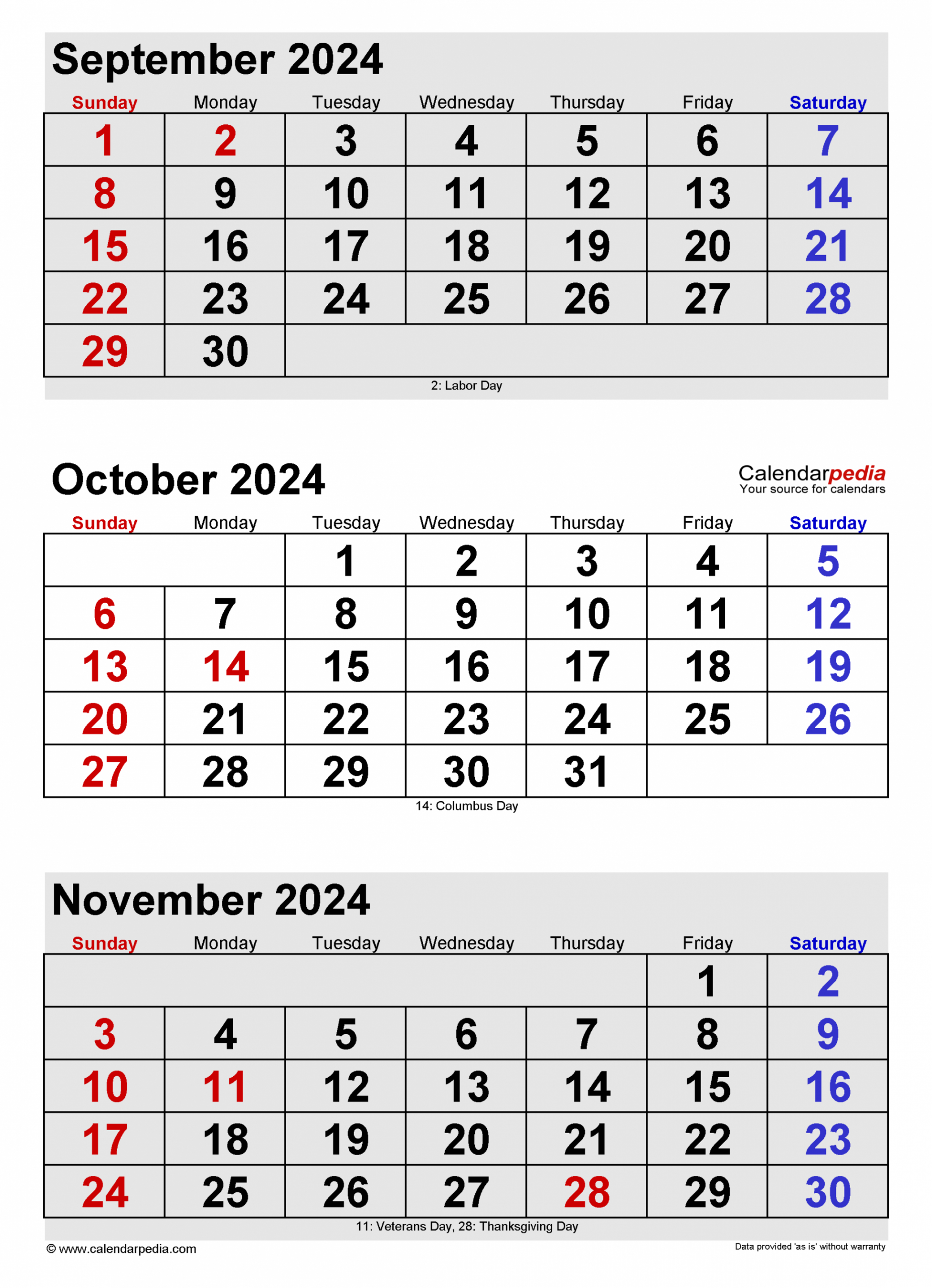 September/October 2024 Calendar | September October And November 2024 Calendar