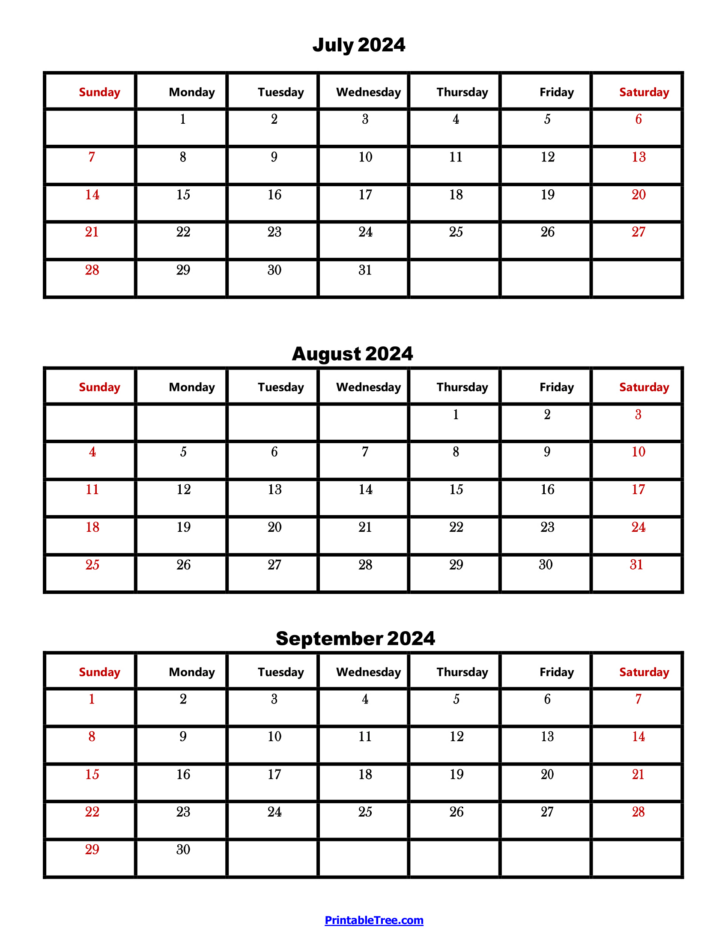 July to September 2024 Calendar | Calendar 2024