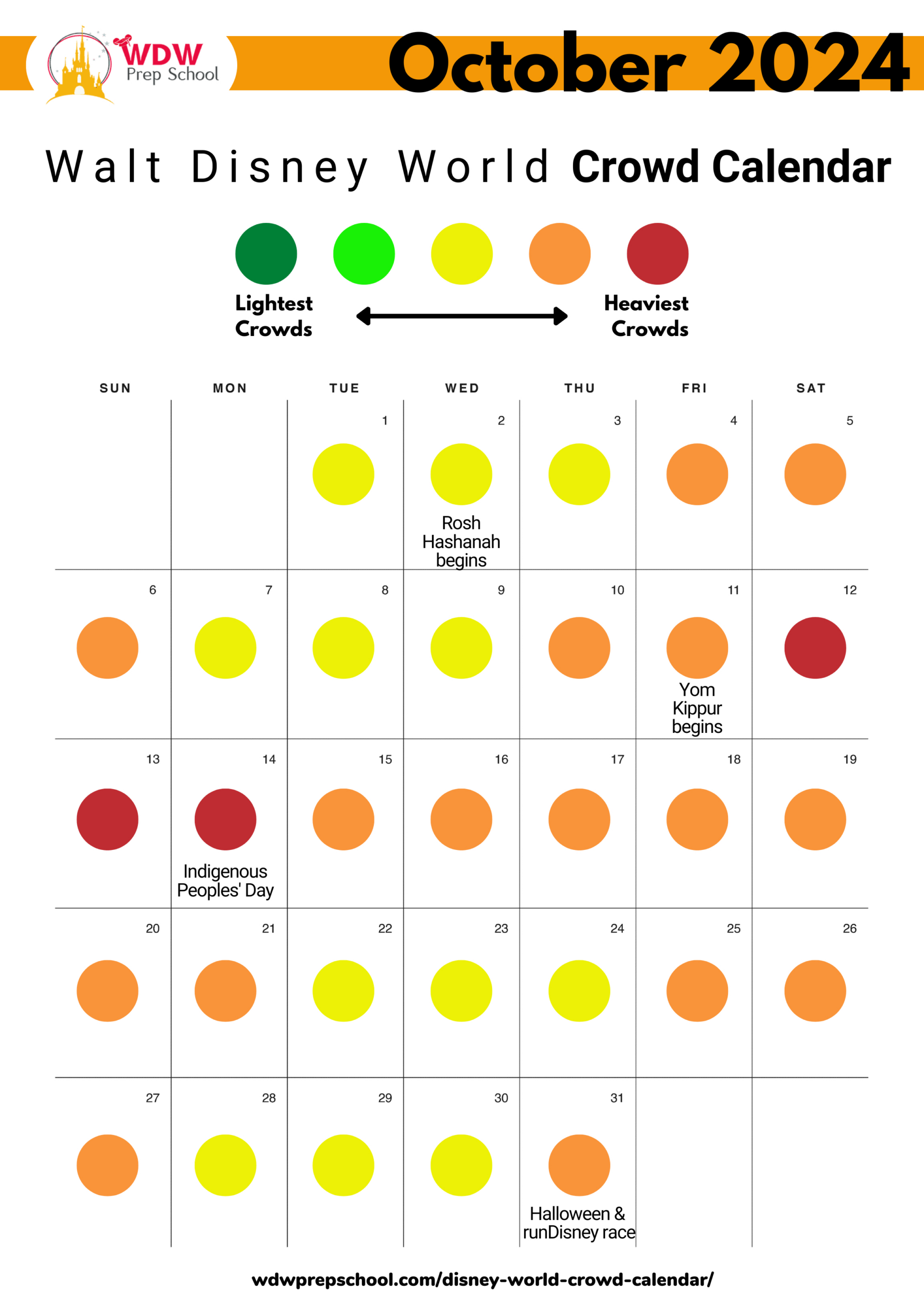 2024 &amp;amp; 2025 Disney World Crowd Calendar (Best Times To Go) | October 2024 Disney Crowd Calendar