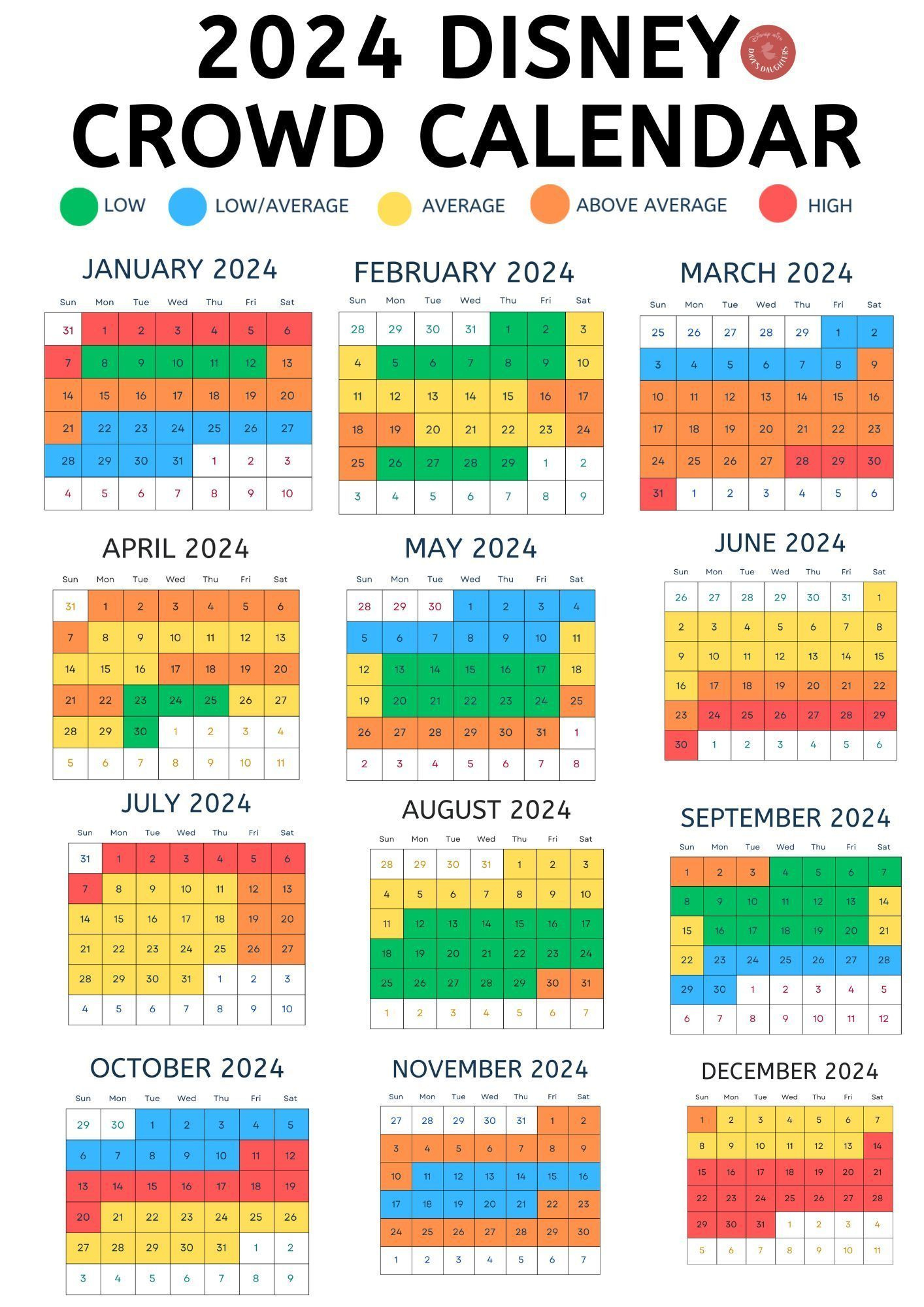 2024 Disney World Crowd Calendar - Disney With Dave&amp;#039;S Daughters | October 2024 Disney World Crowd Calendar