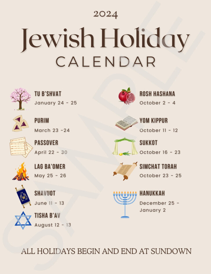 October 2024 Calendar with Jewish Holidays | Calendar 2024