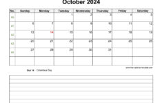 2024 Printable October Calendar With Space For Appointments |  Calendar 2024