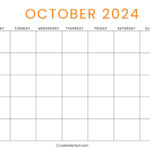 38 Printable October 2024 Calendars | Free Pdf   Calendarkart | Blank October 2024 Printable Calendar