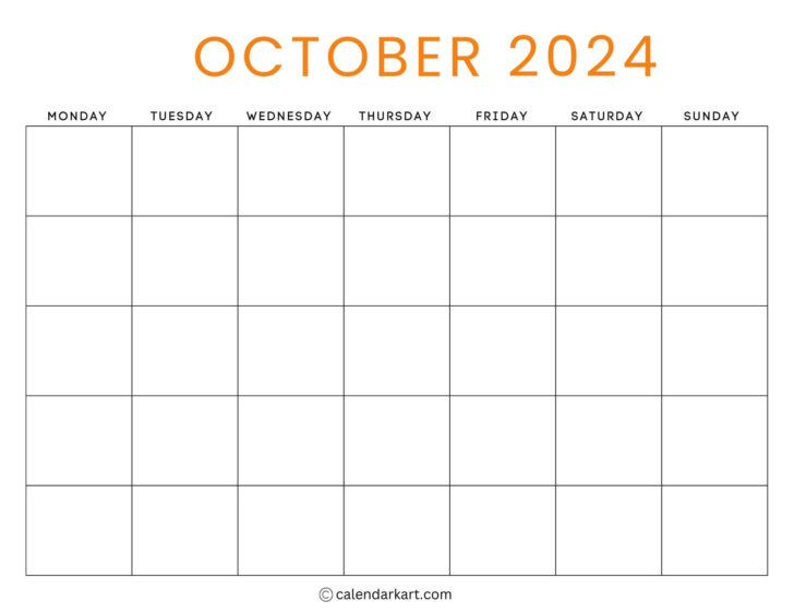 Blank October 2024 Printable Calendar | Calendar 2024