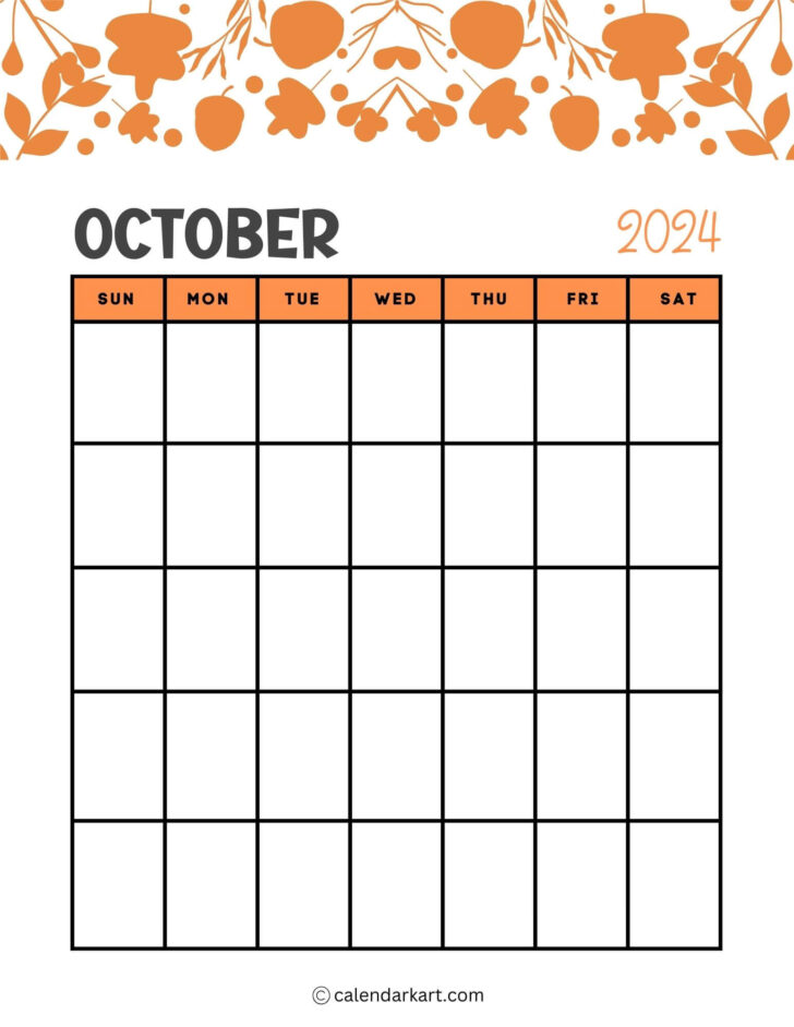 October 2024 Vertical Calendar | Calendar 2024