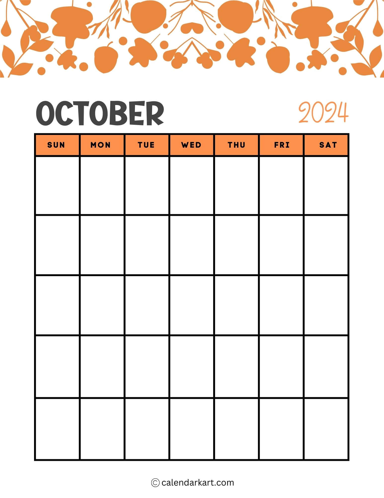 38 Printable October 2024 Calendars | Free Pdf - Calendarkart | Calendar 2024