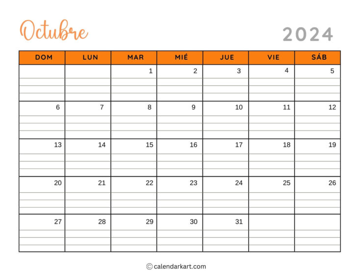 October 2024 Printable Calendar With Lines | Calendar 2024