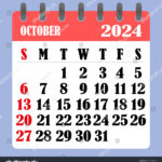 Briefkalender Für Oktober 2024. Die Woche: Stock-Vektorgrafik | Calendar Of October 2024