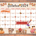 Editable Fillable October 2024 Calendar For Autumn, Fall, Happy | October 2024 Calendar Ideas