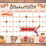 Editable Fillable October 2024 Calendar For Autumn, Fall, Happy | October 2024 Fall Calendar