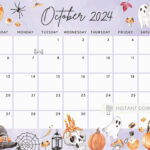 Fillable October 2024 Calendar, Halloween Fun Spooky Party Night | Halloween October 2024 Calendar Printable