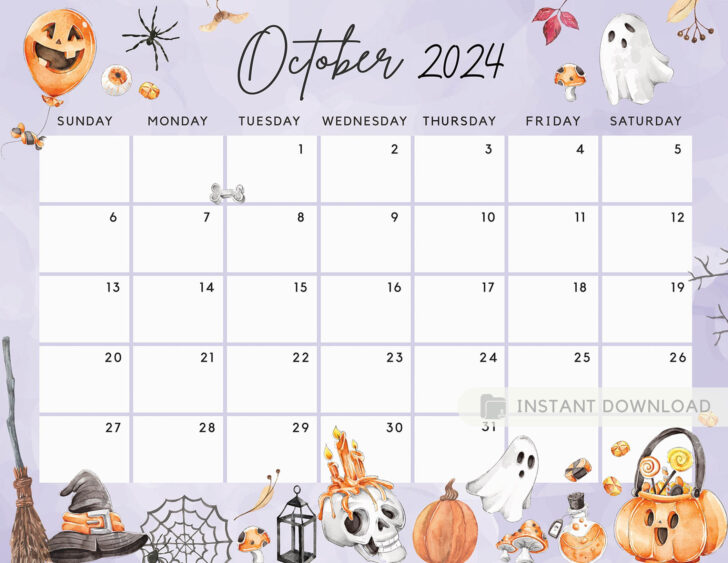 October 2024 Calendar Halloween Printable | Calendar 2024