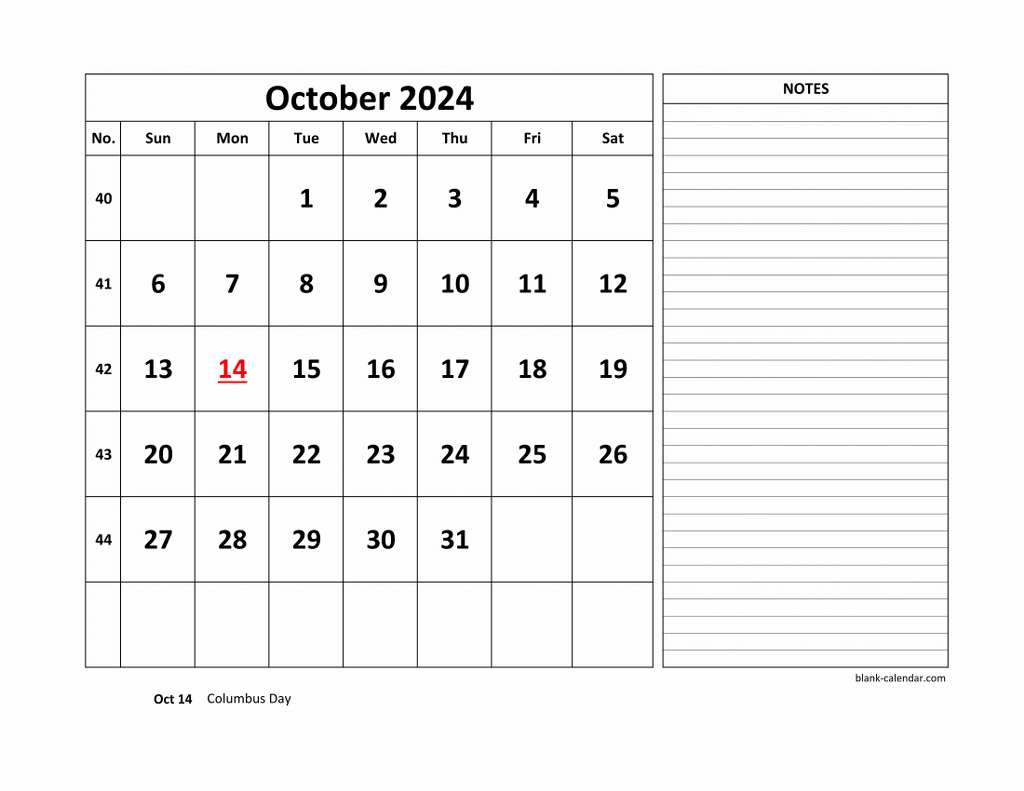 Free Download Printable October 2024 Calendar, Large Space For | Calendar 2024