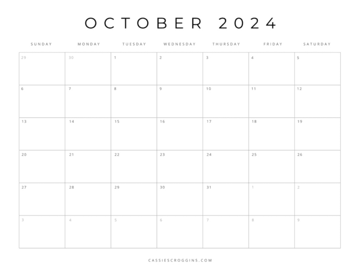 Blank October Calendar 2024 Printable | Calendar 2024