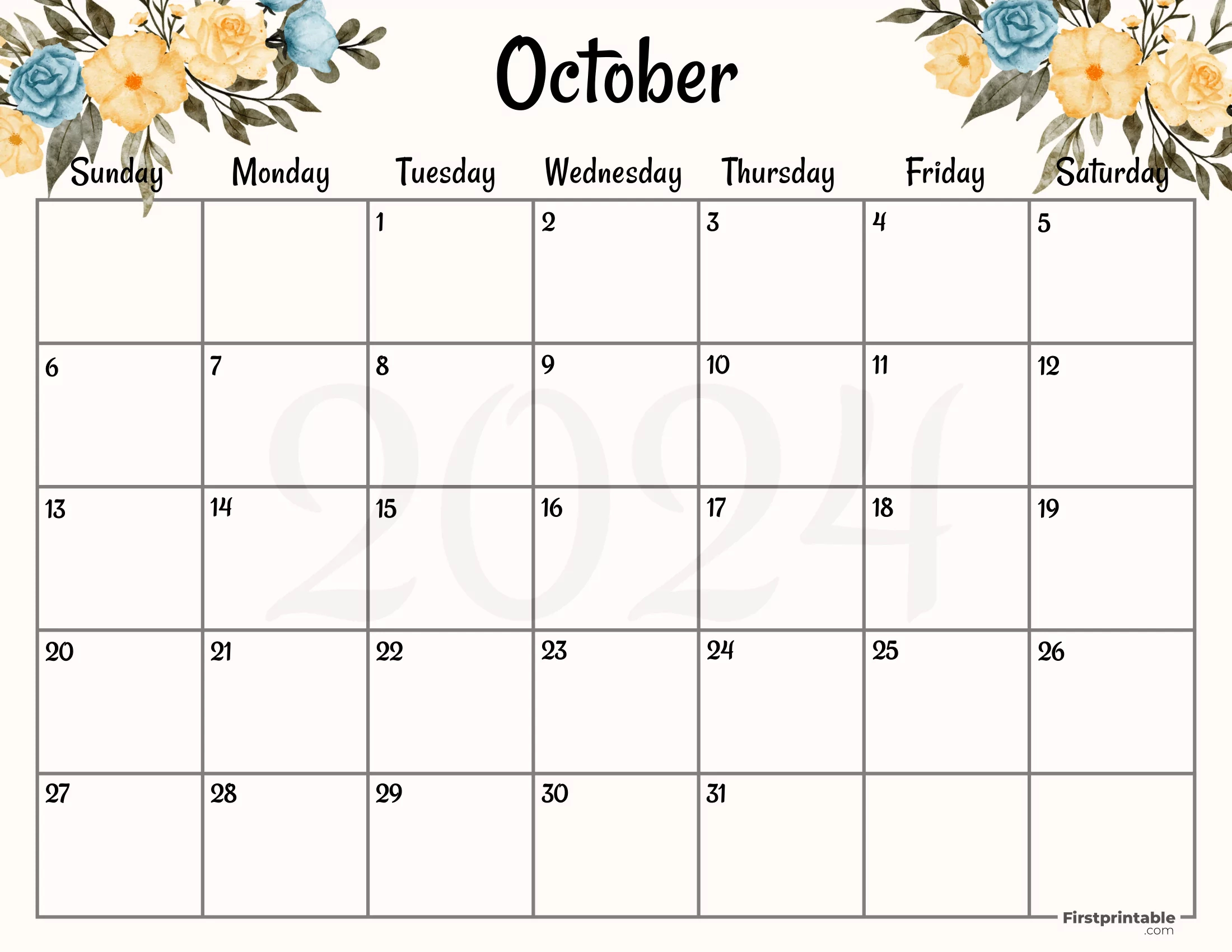 Free Printable &amp;amp; Fillable October Calendars 2024 | Calendar 2024