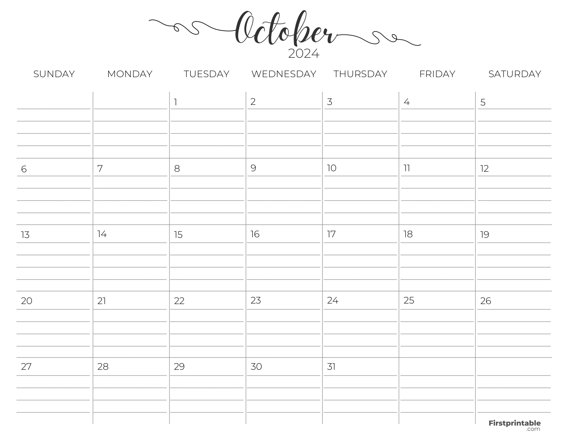 Free Printable &amp;amp; Fillable October Calendars 2024 | Calendar 2024