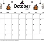 Free Printable & Fillable October Calendars 2024 | Free Printable October 2024 Calendar Halloween