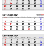 November 2024 Calendar | Templates For Word, Excel And Pdf | Calendar October November 2024 Printable