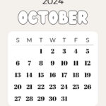 October 2024 Calendar   20 Cute & Free Printables | Saturdaygift |  Calendar 2024