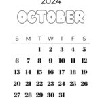 October 2024 Calendar   20 Cute & Free Printables | Saturdaygift | Cute Printable October 2024 Calendar