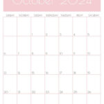 October 2024 Calendar   20 Cute & Free Printables | Saturdaygift | October 2024 Calendar Pink