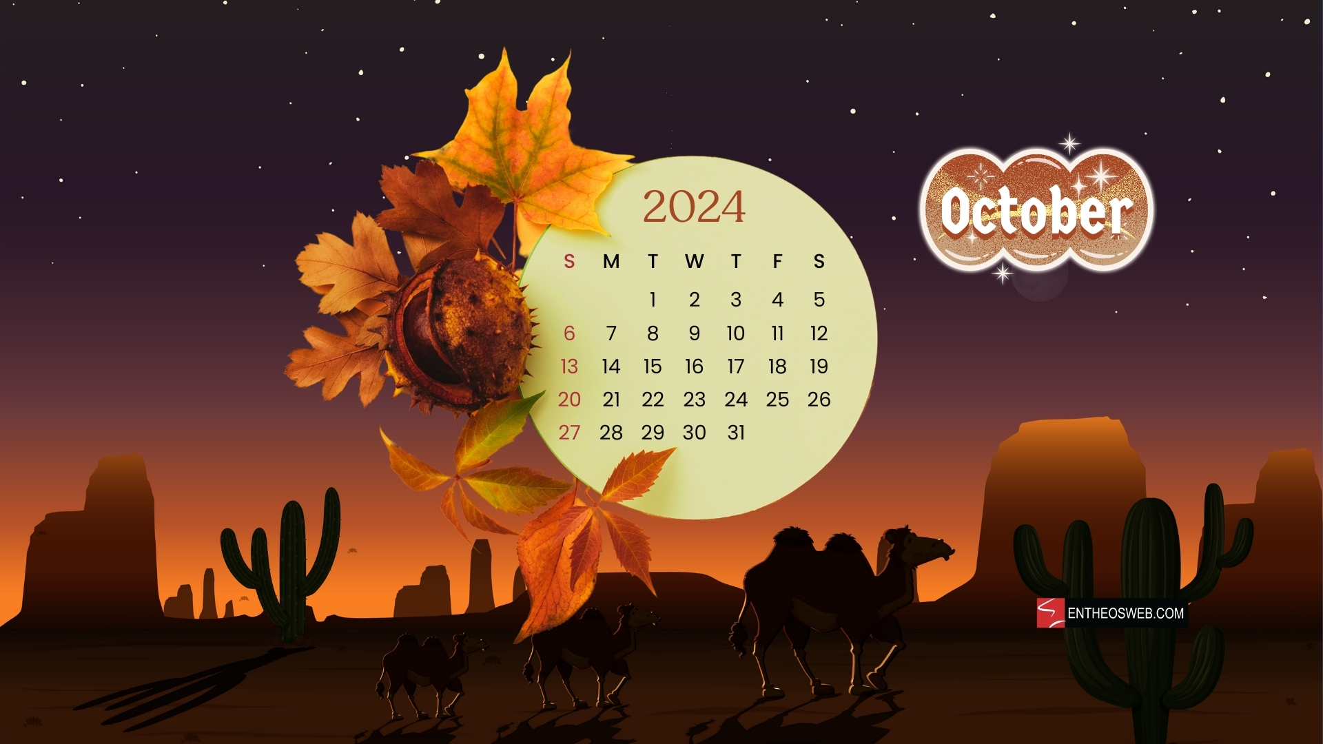 October 2024 Calendar Desktop Wallpaper Backgrounds | Entheosweb | October 2024 Desktop Calendar