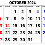 October 2024 Calendar (Free Printable) – Diy Projects, Patterns |  Calendar 2024