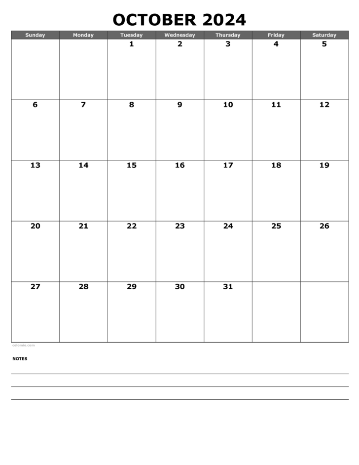 Blank Printable Calendar October 2024 | Calendar 2024