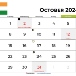 October 2024 Calendar India | October 2024 Calendar With Holidays India