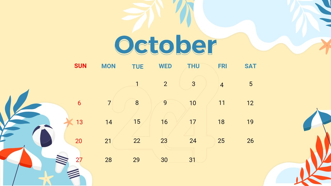 October 2024 Calendar Template For Powerpoint And Google Slides | October 2024 Google Calendar