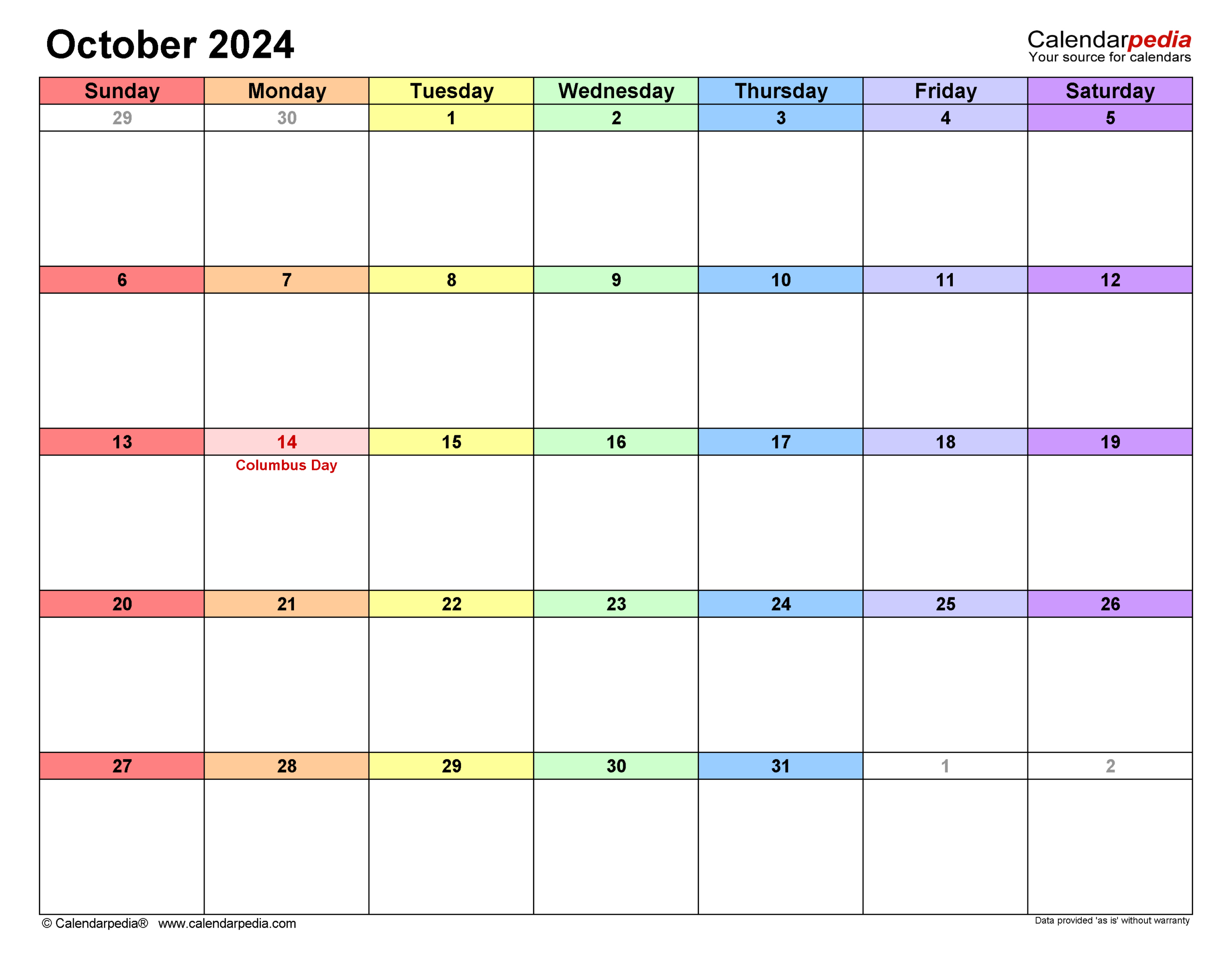 October 2024 Calendar | Templates For Word, Excel And Pdf | October 2024 Calendar Time and Date