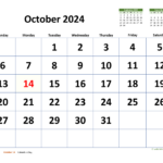 October 2024 Calendar With Extra Large Dates | Wikidates |  Calendar 2024