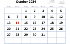 October 2024 Calendar With Extra-Large Dates | Wikidates | October 27 2024 Calendar