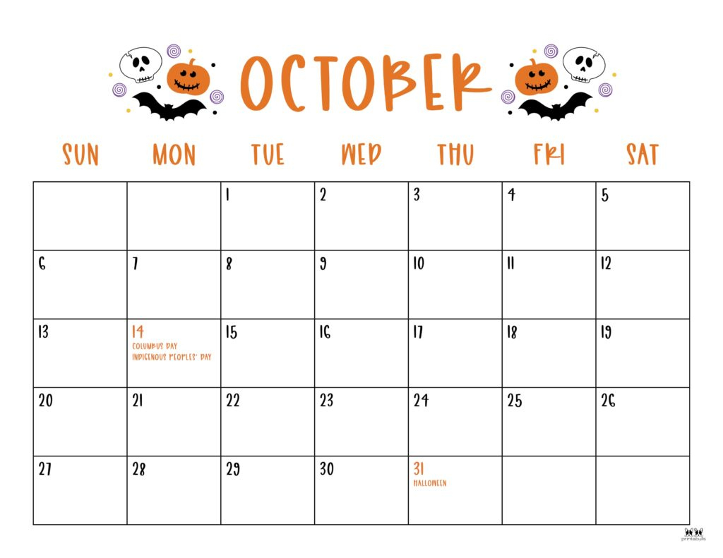 October 2024 Calendars - 50 Free Printables | Printabulls | Blank Calendar October 2024 Free Printable