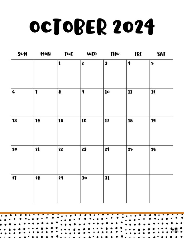 October 2024 Calendar Printable Portrait | Calendar 2024