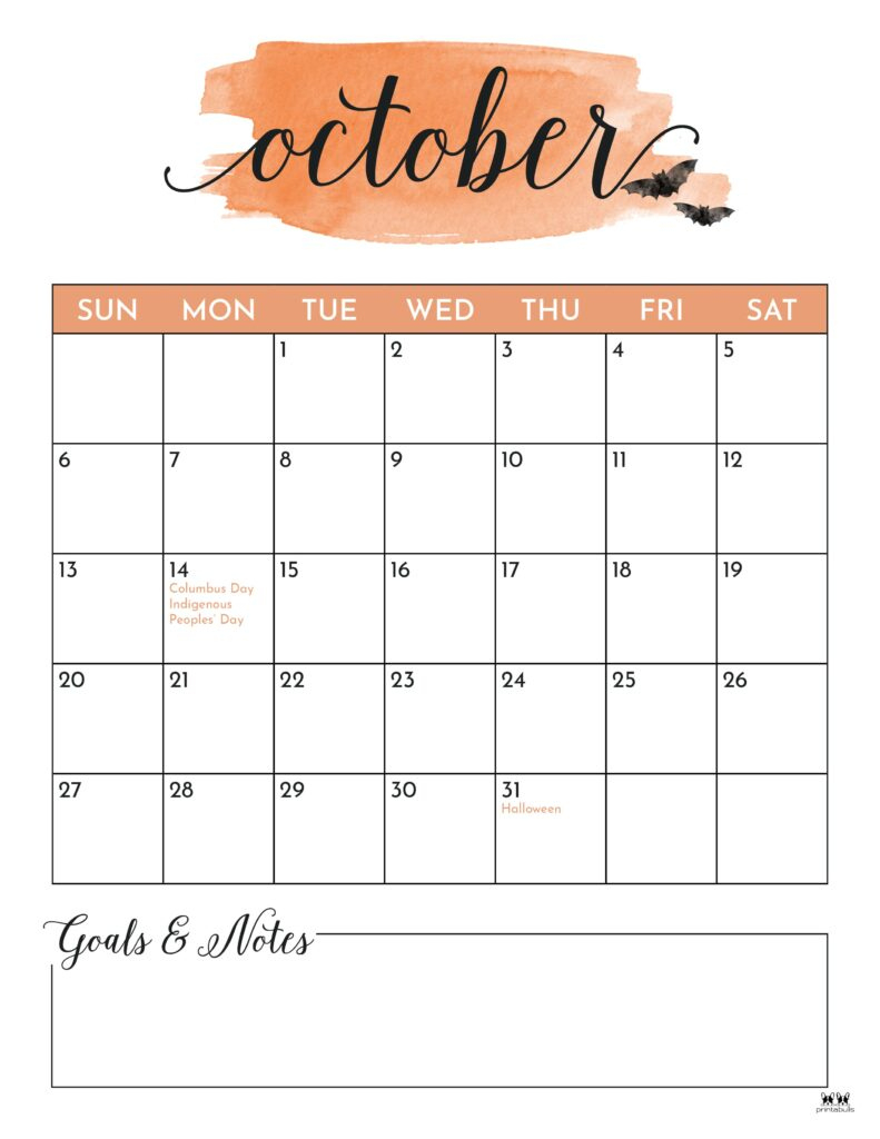 October 2024 Calendars - 50 Free Printables | Printabulls | Cute Printable October 2024 Calendar