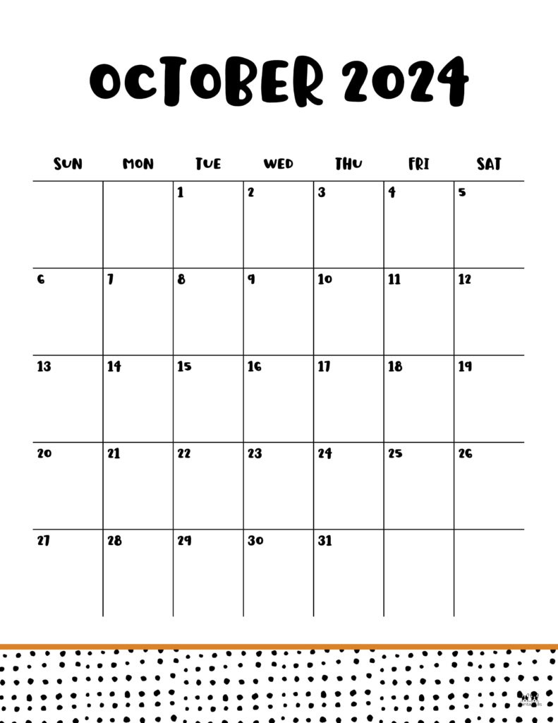 October 2024 Calendars - 50 Free Printables | Printabulls | October 2024 Calendar Vertical Printable