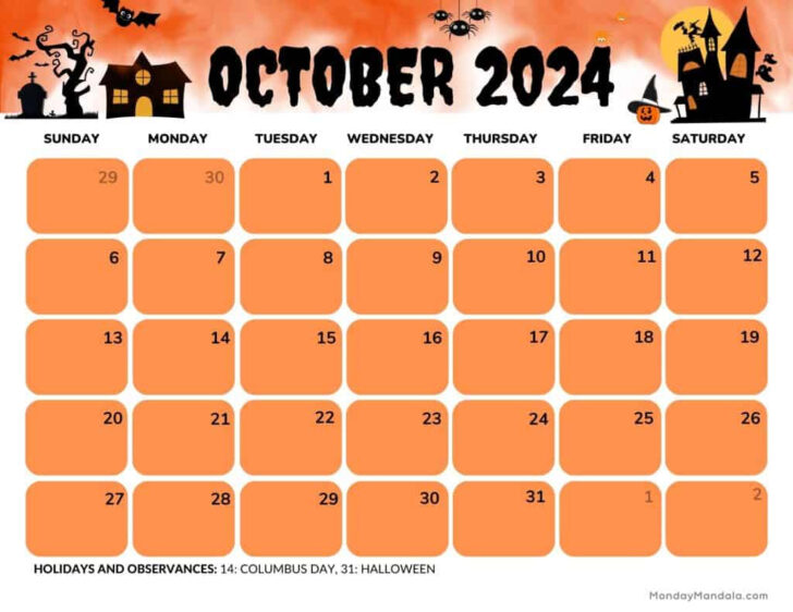 Free Printable October 2024 Halloween Calendar | Calendar 2024