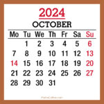 October 2024 Monthly Calendar With Holidays, Printable Free, Beige | October 9 2024 Calendar