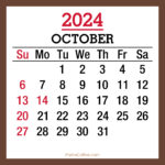 October 2024 Monthly Calendar With Holidays, Printable Free, Brown | October 2024 Calendar With Holidays