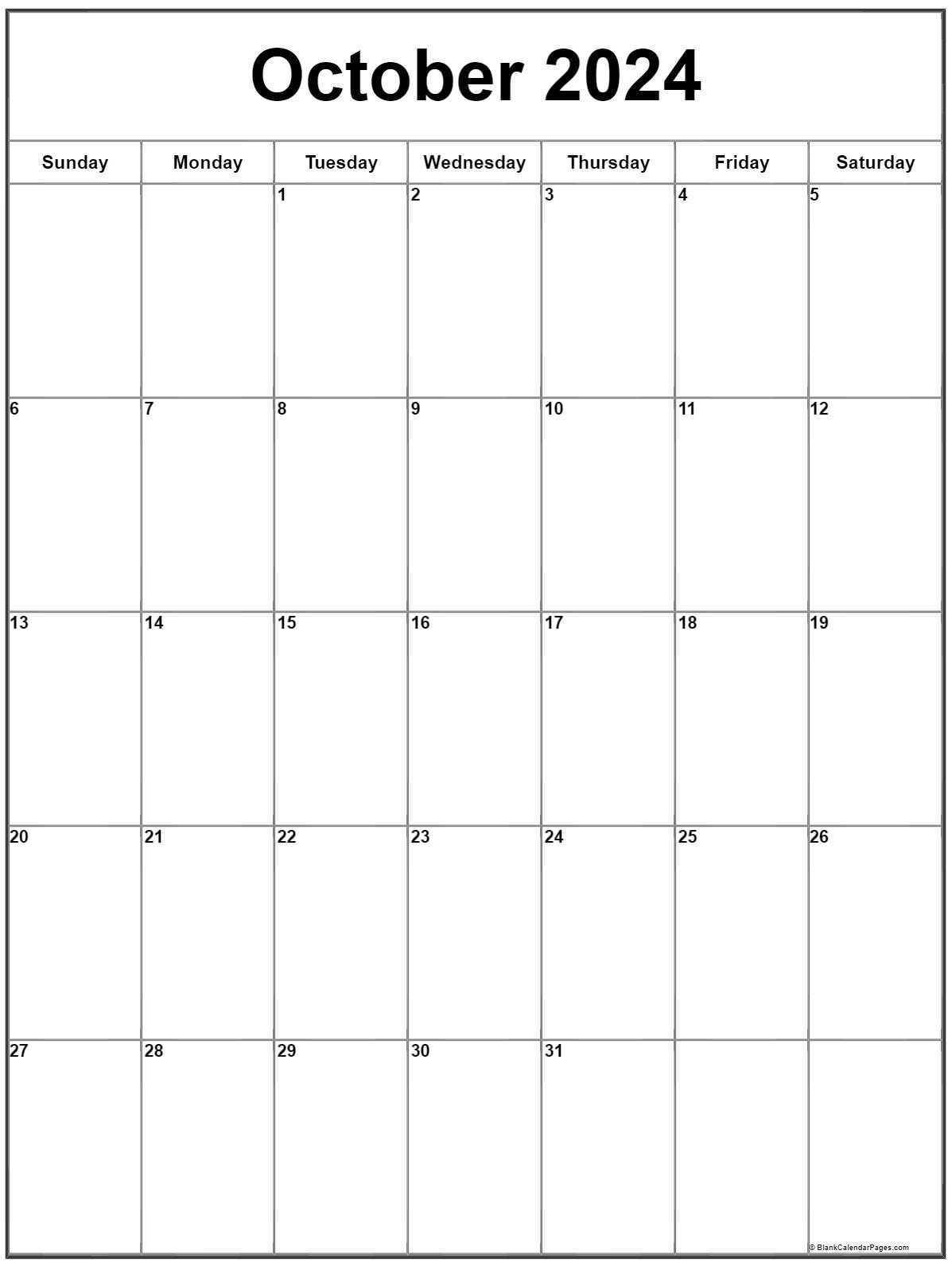 October 2024 Vertical Calendar | Portrait | October 2024 Calendar Printable Vertical