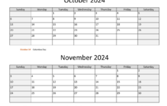 October And November 2024 Calendar | Wikidates |  Calendar 2024