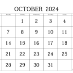 October Calendar 2024 Printable Template   7Calendar | October 7 2024 Calendar